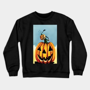 Halloween Scary Evil Pumpkin Funny Pumpkin Head Crewneck Sweatshirt